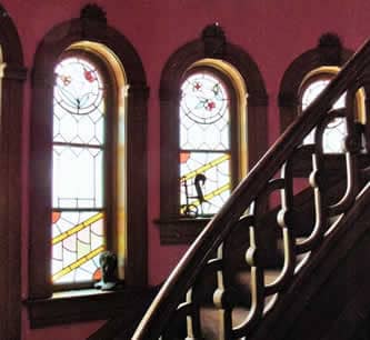 Staircase with Stained Glass