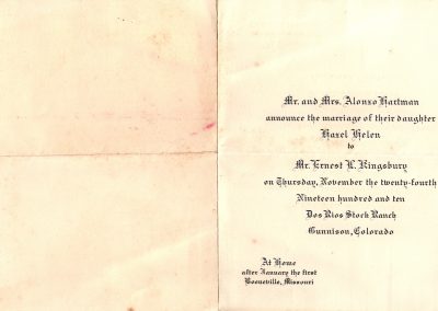 Hazel Hartman's wedding invitation