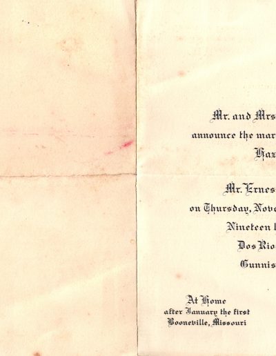 Hazel Hartman's wedding invitation